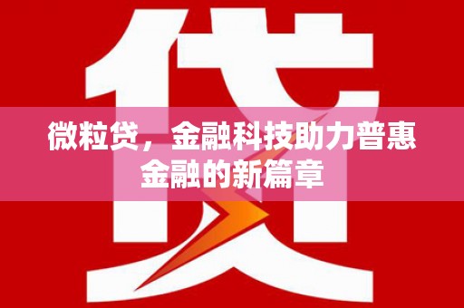泗县微粒贷，金融科技助力普惠金融的新篇章