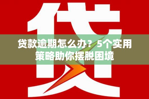 泗县贷款逾期怎么办？5个实用策略助你摆脱困境