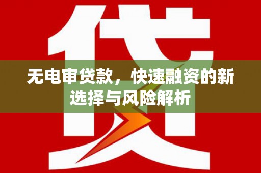 泗县无电审贷款，快速融资的新选择与风险解析