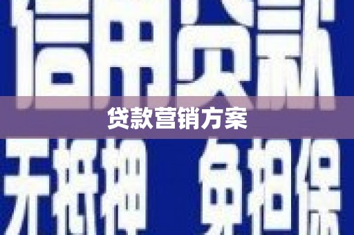 泗县贷款营销方案