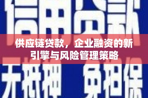 泗县供应链贷款，企业融资的新引擎与风险管理策略