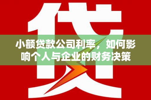 泗县小额贷款公司利率，如何影响个人与企业的财务决策