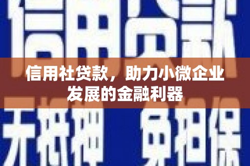 泗县信用社贷款，助力小微企业发展的金融利器