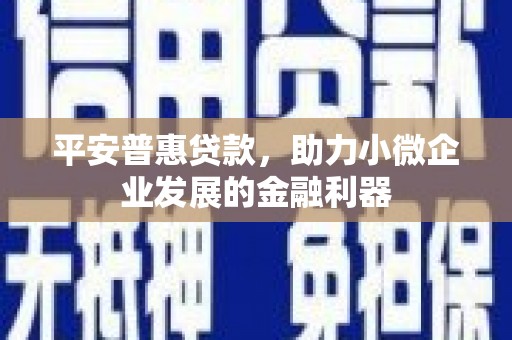 泗县平安普惠贷款，助力小微企业发展的金融利器
