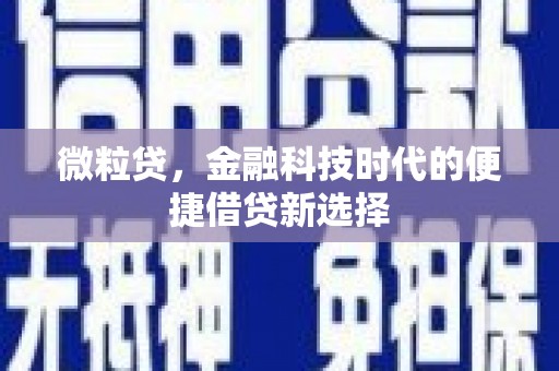 泗县微粒贷，金融科技时代的便捷借贷新选择