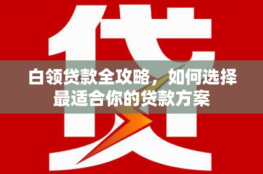 泗县白领贷款全攻略，如何选择最适合你的贷款方案